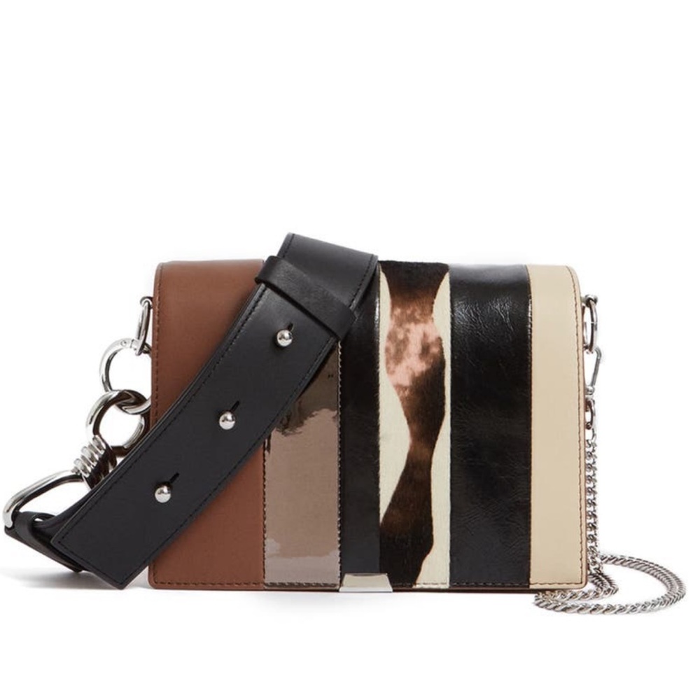 ALLSAINTS Captain Multicolored Mixed Material Flap Shoulder Bag